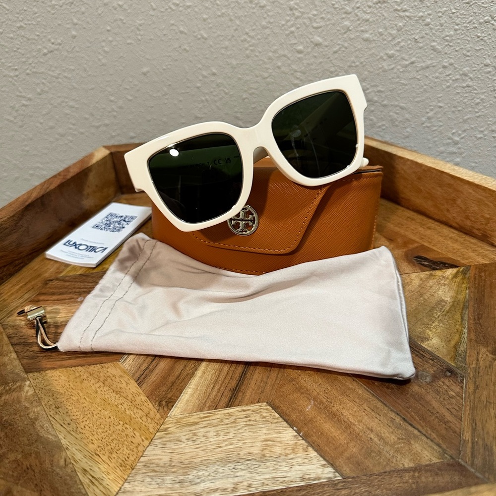 Tory Burch Golden Rim Square Acetate Sunglasses